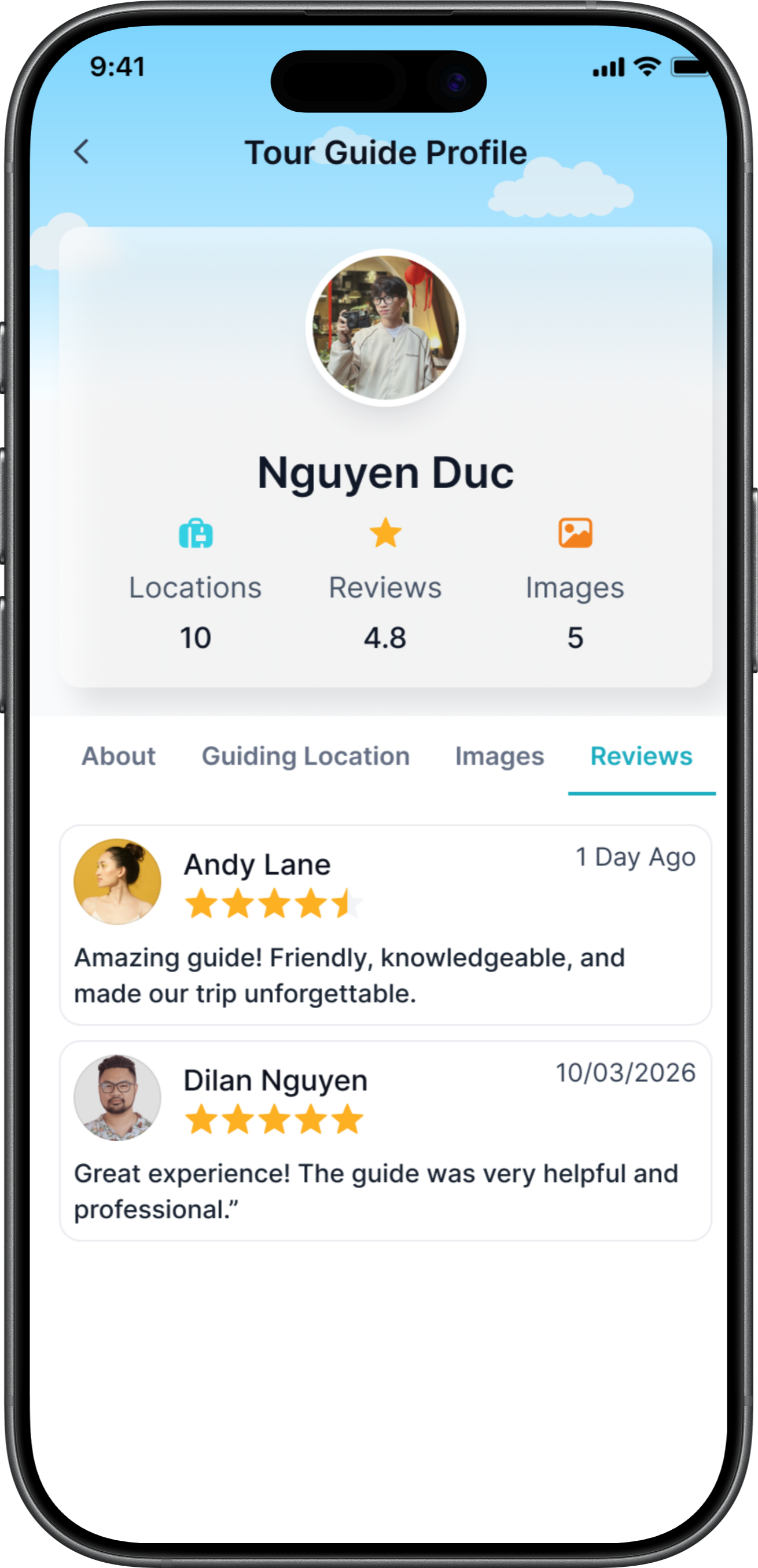 App tour guide profile